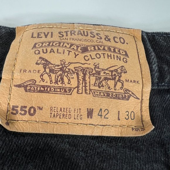 VTG 90s Levi's Jeans Men's 39 x 30* 550 Relaxed Straight Black Denim Orange Tab - Picture 10 of 16